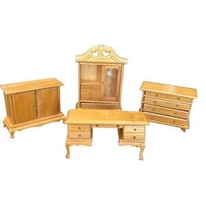 Vintage Miniature Furniture Childs Doll House 4 pieces gently used Hand finished